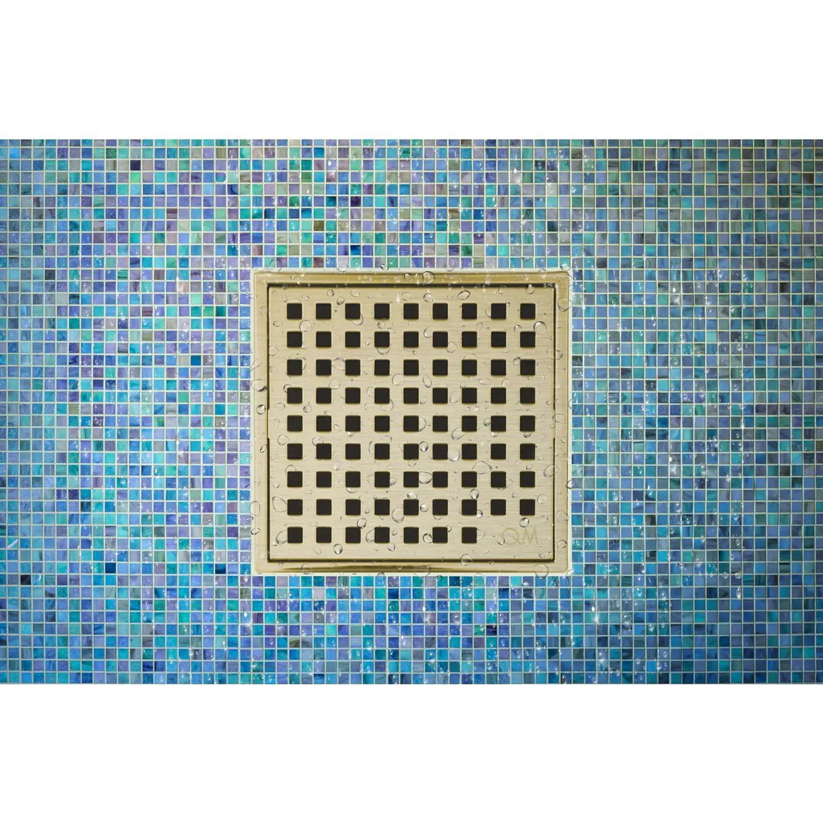 QM DRAIN - Desagüe Lagos Cuadrado 4'' Acero Dorado