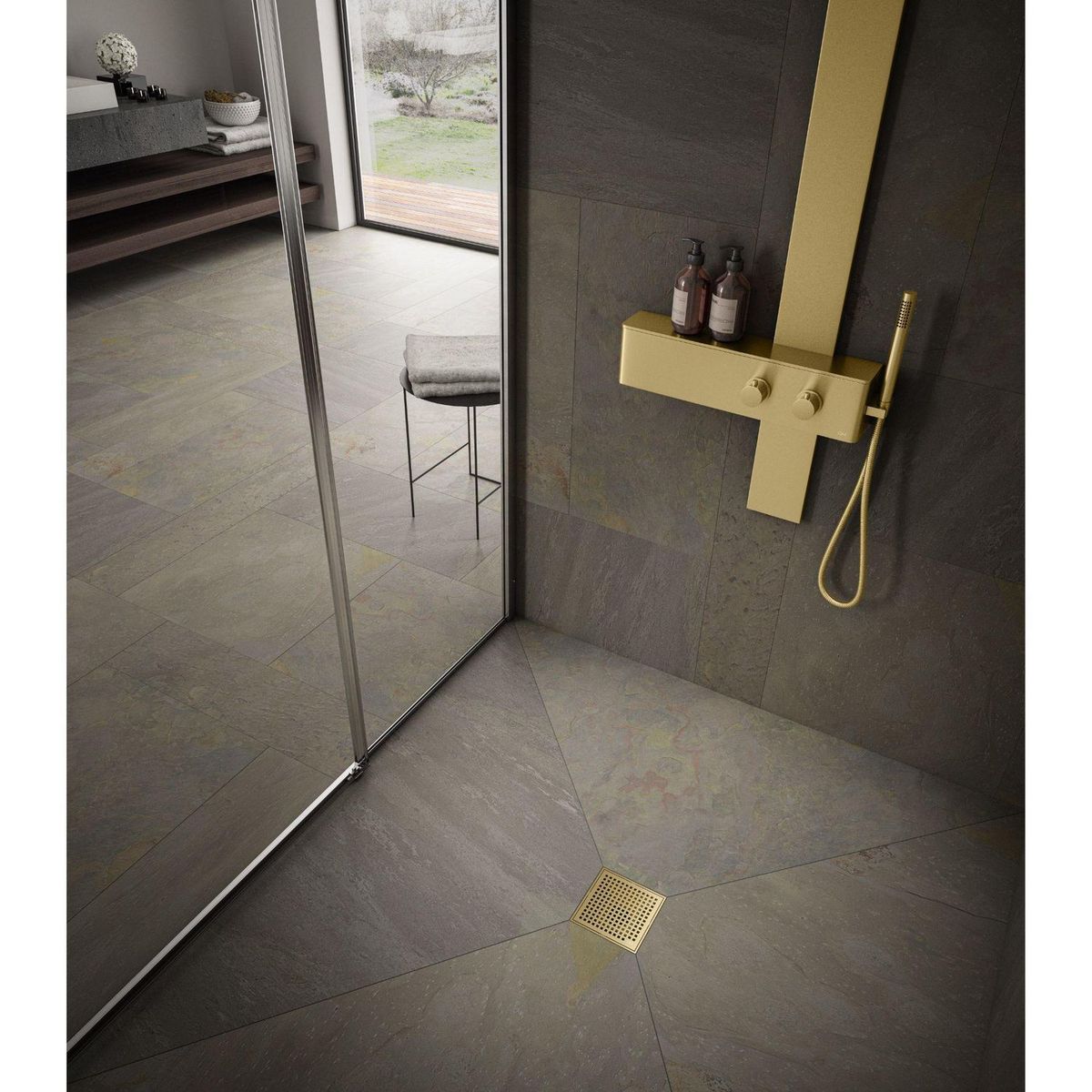 QM DRAIN - Desagüe Lagos Cuadrado 5 3/4 AC Dorado