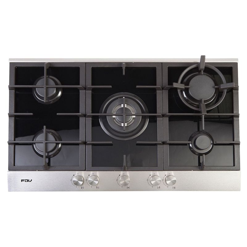 FDV - Cocina Empotrable FDV a Gas 5 Hornillas Deluxe Chef 90 But Inox/Negro