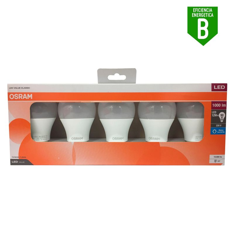 OSRAM - Pack x5 Foco LED 12w Luz Fría E27