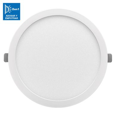Panel LED Sobrepuesto Redondo Slim 2 en 1 12W Luz D�a
