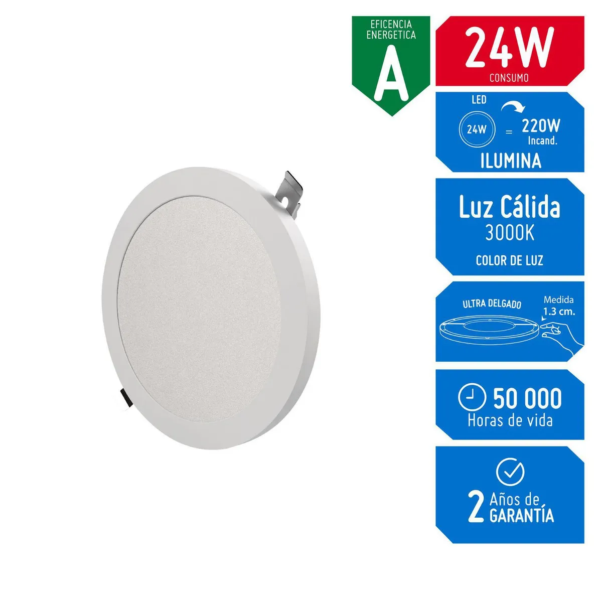 GZ LIGHTING - Downlight LED UltraSlim 24W Luz Cálida 2 en 1