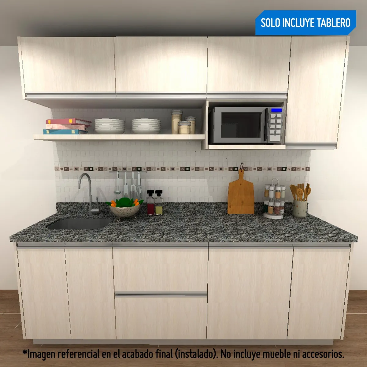 SENSI DACQUA - Tablero de Cocina Granito Gris Fantasia 240x60cm