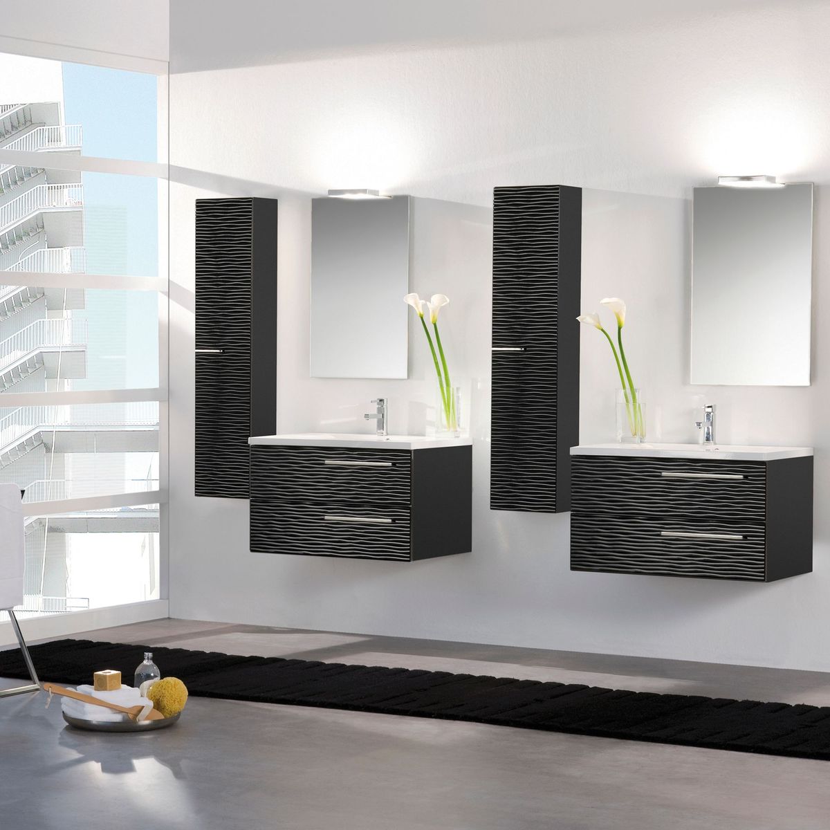 VALENZUELA - Mueble Bajo 80cm 2 Cajones Negro