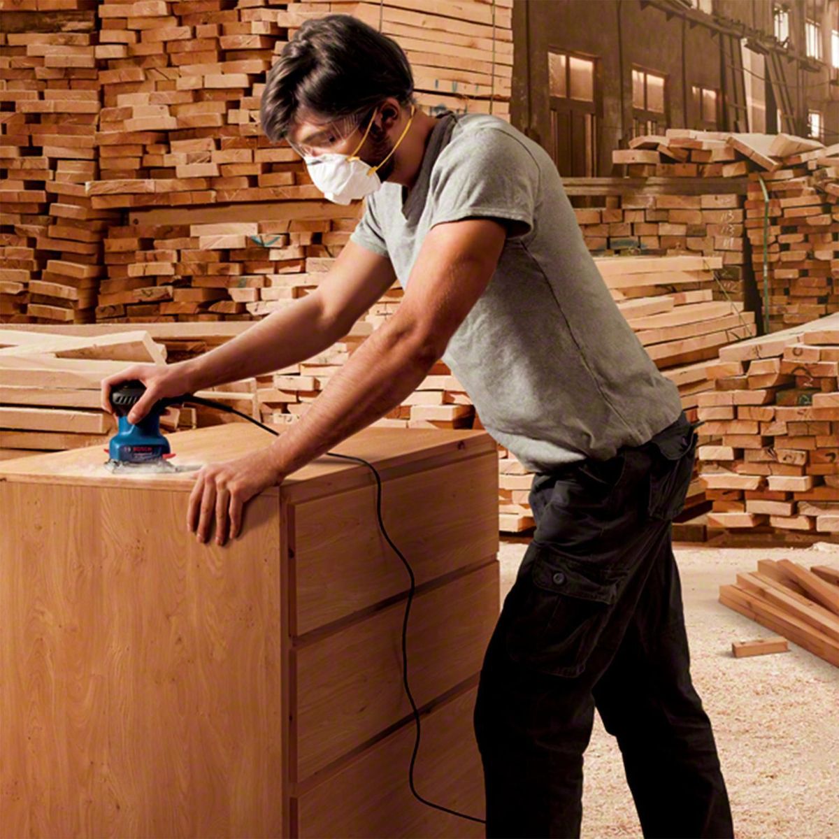 BOSCH - Lijadora Eléctrico Orbital GSS 140 220W 220V con 1 Lija Bosch