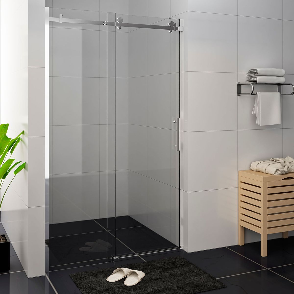 SENSI DACQUA - Puerta de Ducha Corredera 150x190 Vidrio Templado 8 mm