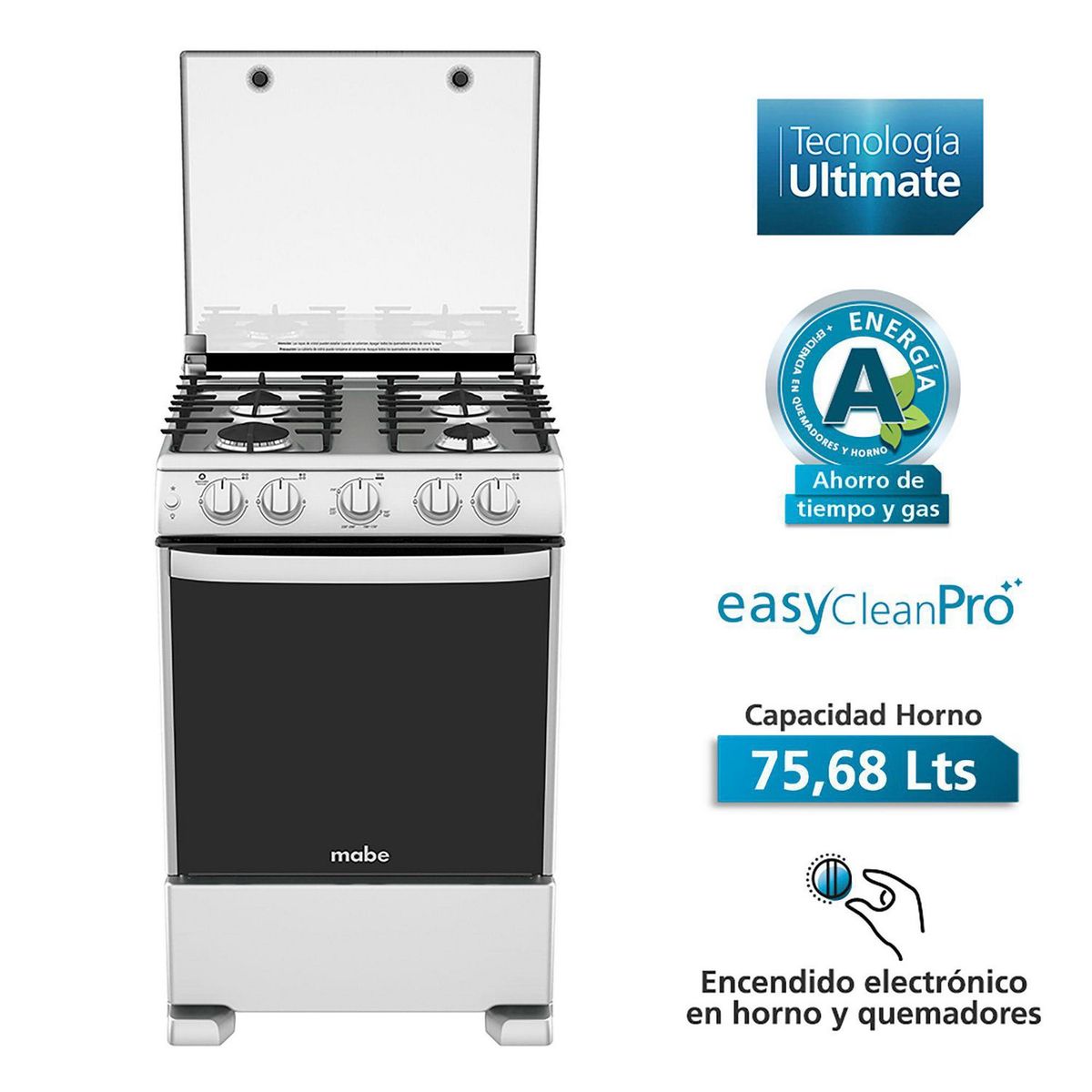 MABE - Cocina Mabe a Gas 4 Hornillas CME6050CSYX0 Acero Inox