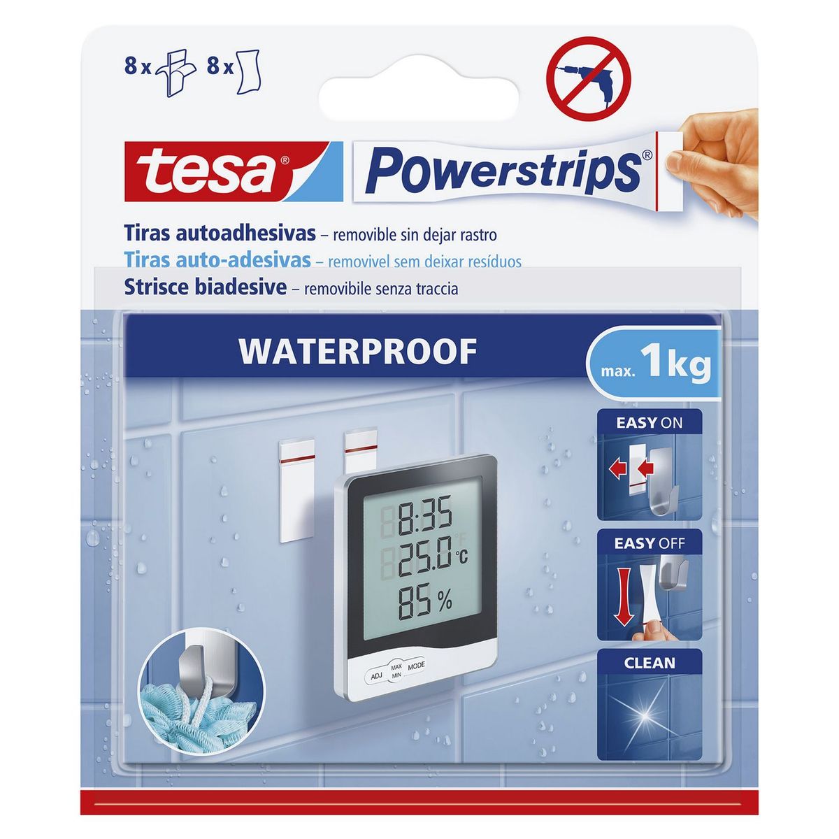 TESA - Tiras Adhesivas Resistentes al Agua Pequeñas x 8 unid.