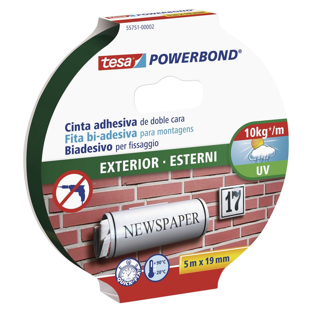 TESA - Cinta Doble Contacto Tesa Exterior 19 mm x 5 m