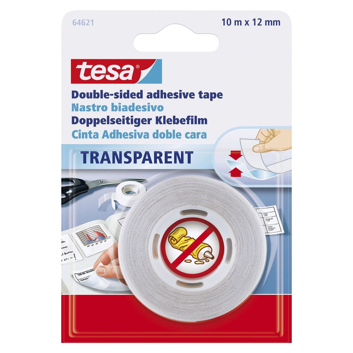 TESA - Cinta Doble Contacto Tesa Transparente 12 mm x 10 m