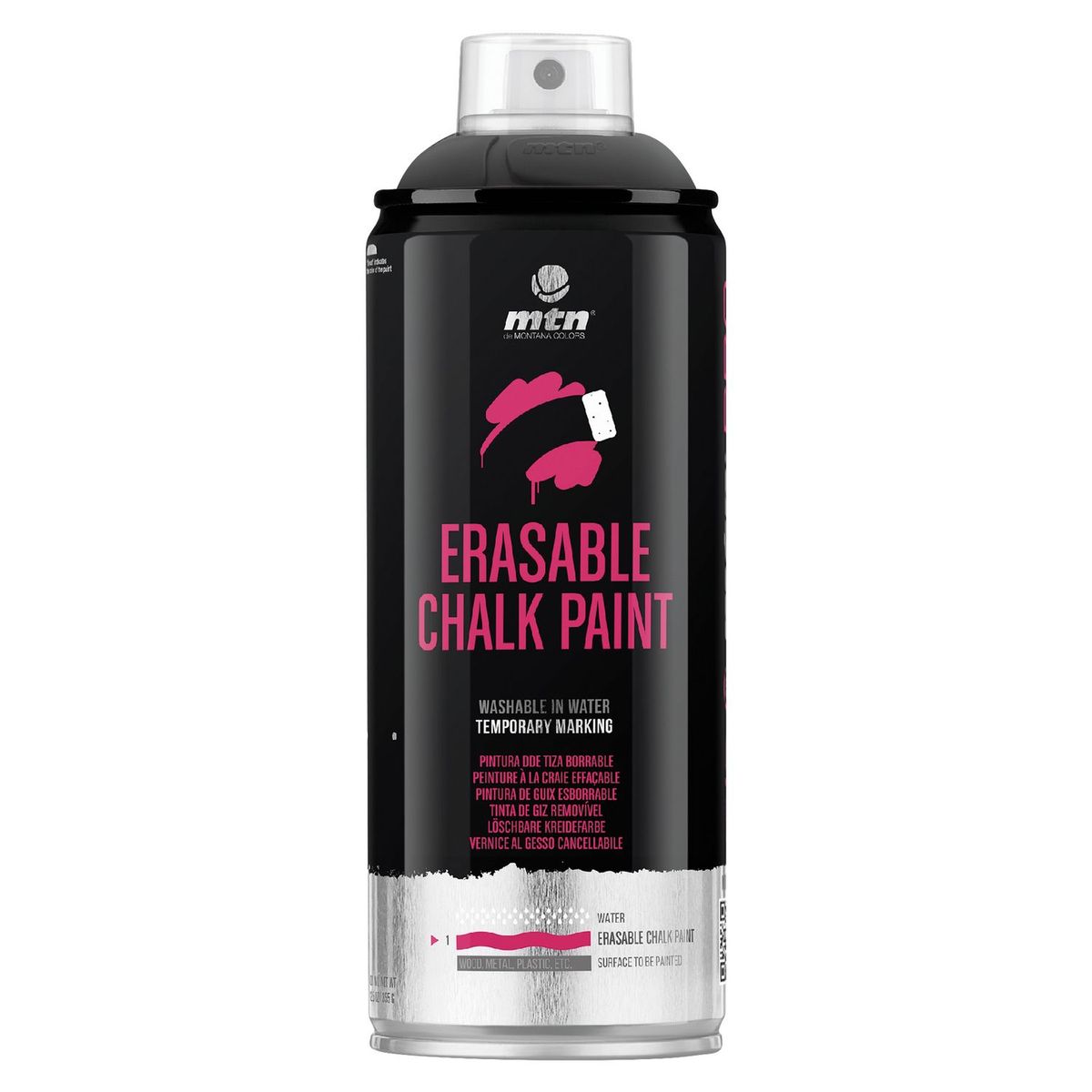 MONTANA COLORS - Spray Multiusos Tiza Borrable Pro Negro 400ml