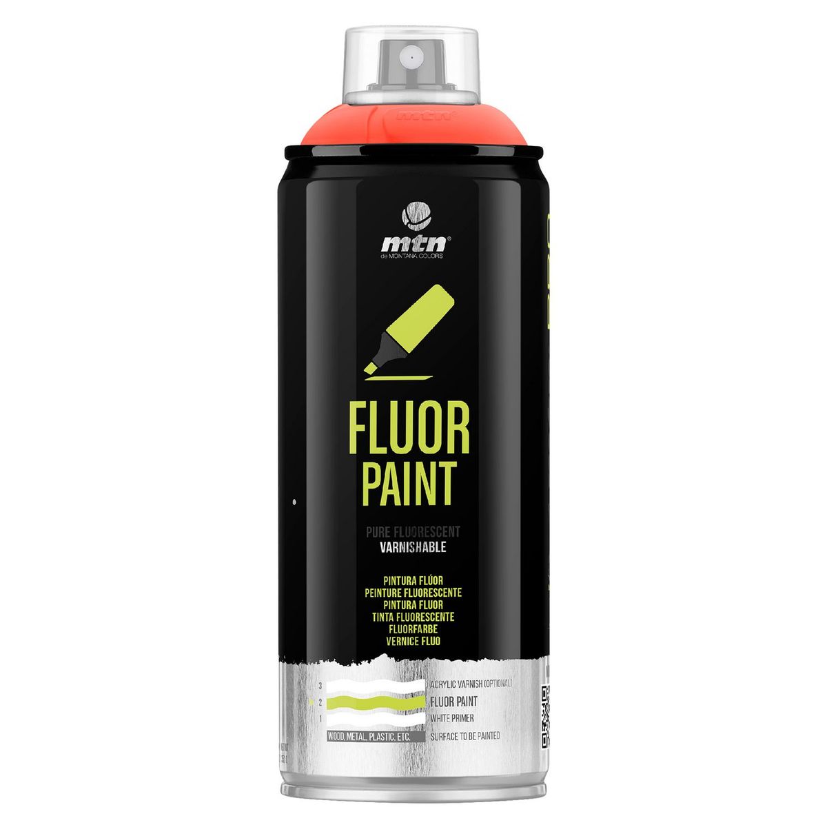 Spray Pro Rojo Fluorescente 385ml, marca MONTANA COLORS - Foto Principal
