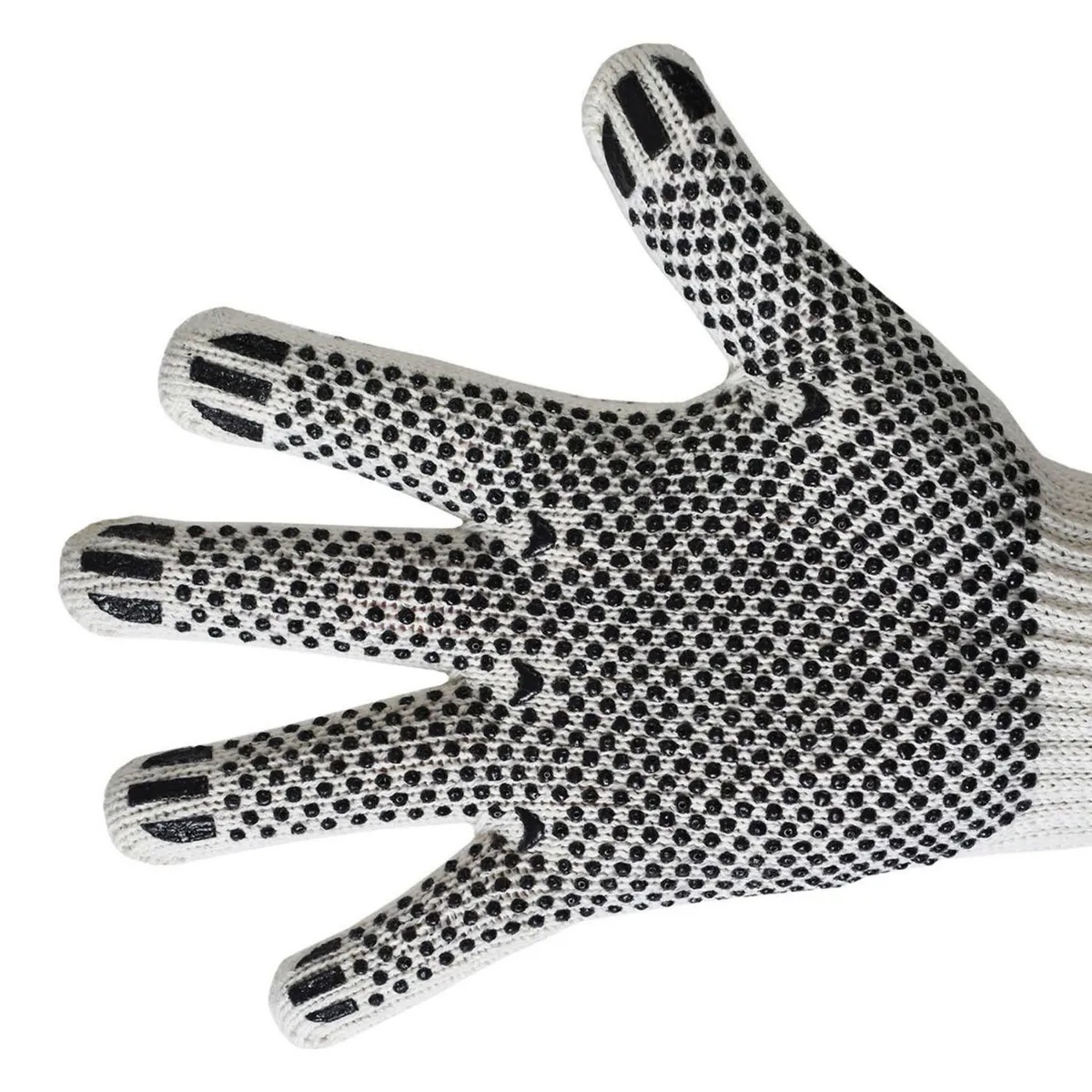 KARSON - Guantes de Seguridad de Hilo Color Natural con Puntos de PVC