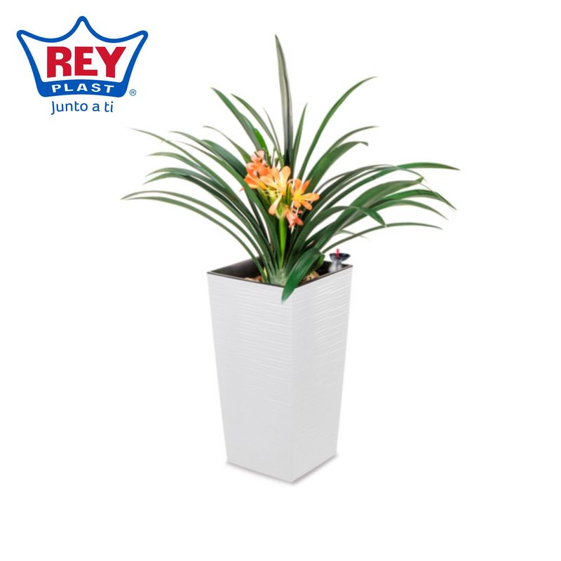 REYPLAST - Maceta Piedra con Riego Blanco 25x46cm