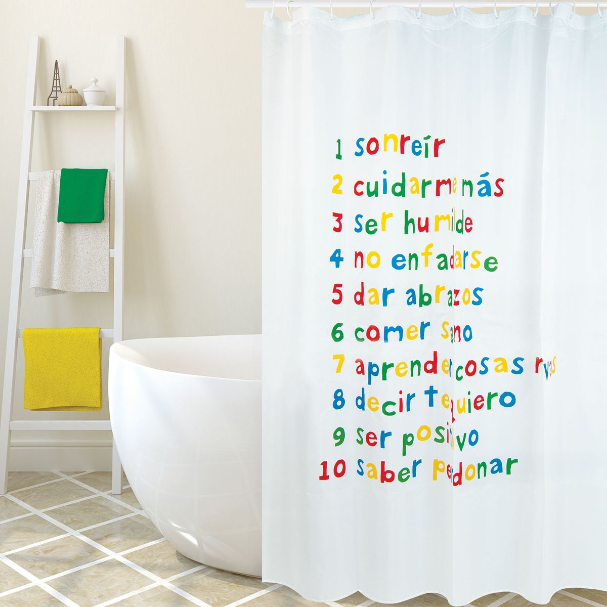 SPIRELLA - Cortina de Baño Frases 180x200cm