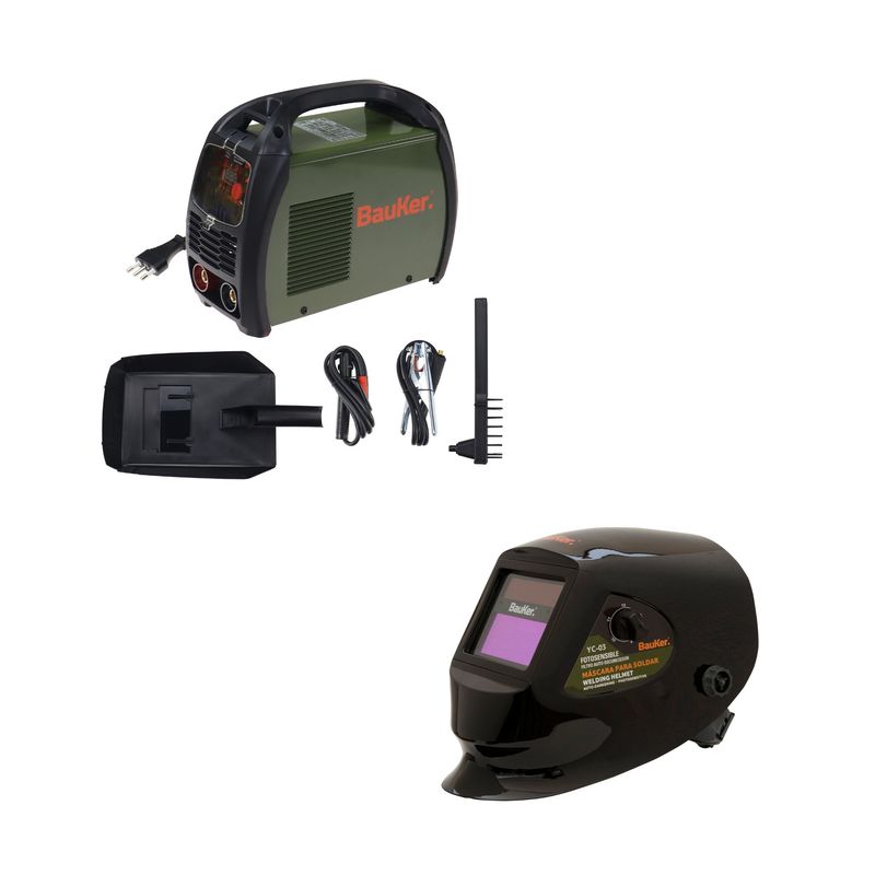 BAUKER - Máscara de Soldar Fotosensible + Soldadora Inversor 120AMP 220VP