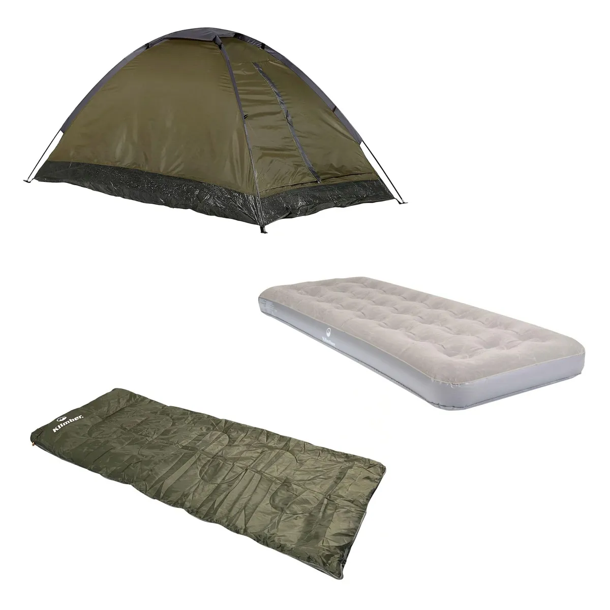 Carpa Para 2 Personas Modelo Iglú Dome Pack Color Gris/Verde + Colchón Inflable 1 Plaza + Bolsa de Dormir Basic Verde, marca KLIMBER - Foto 2