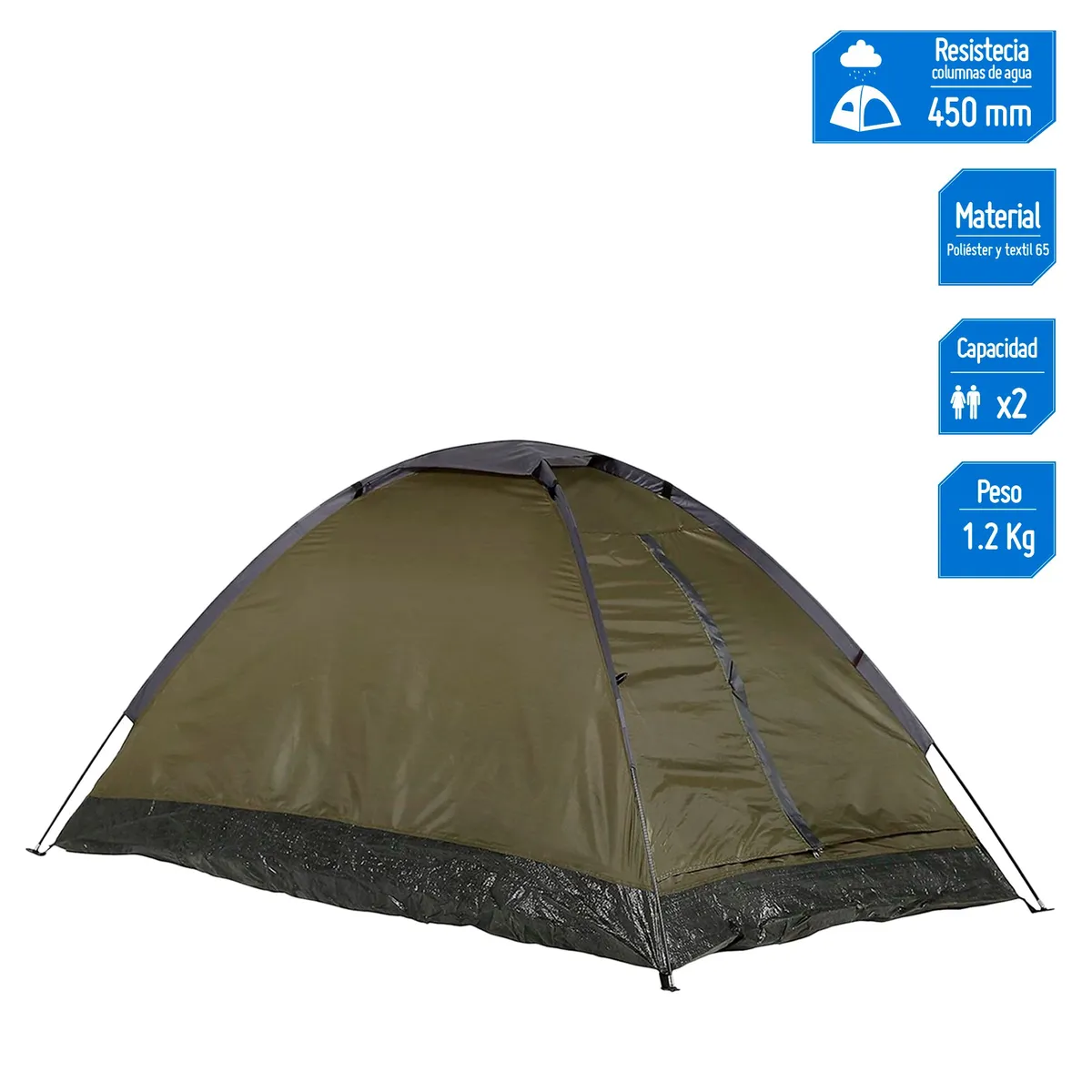 KLIMBER - Carpa Para 2 Personas Modelo Iglú Dome Pack Color Gris/Verde