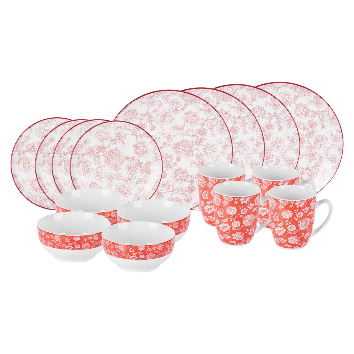 JUST HOME COLLECTION - Set de vajillas Porcelana Flor 16 Piezas