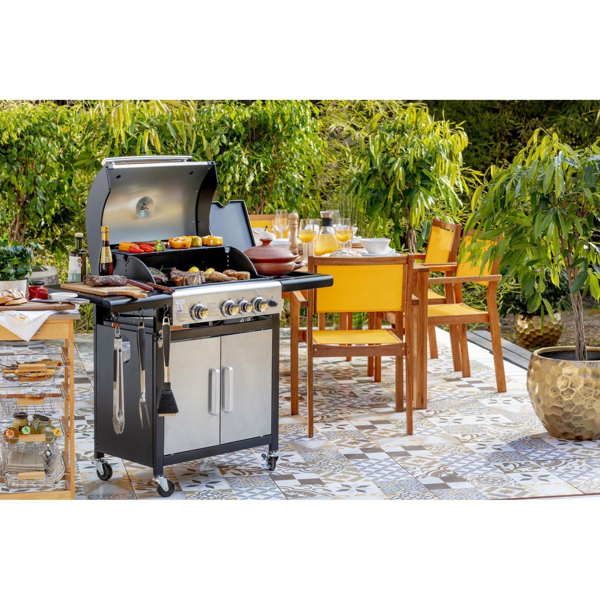 MR BEEF - Parrilla a Gas 122x108.9x52cm + Quemador Lateral