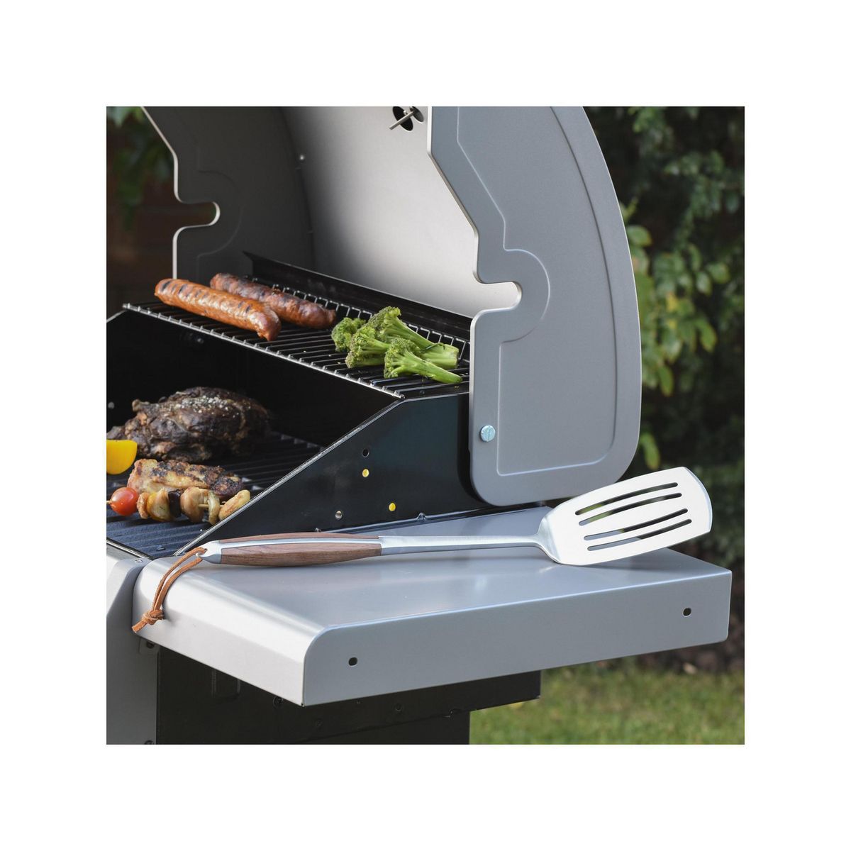 MR BEEF - Espatula para Parrilla de Acero Inoxidable Mango de Madera