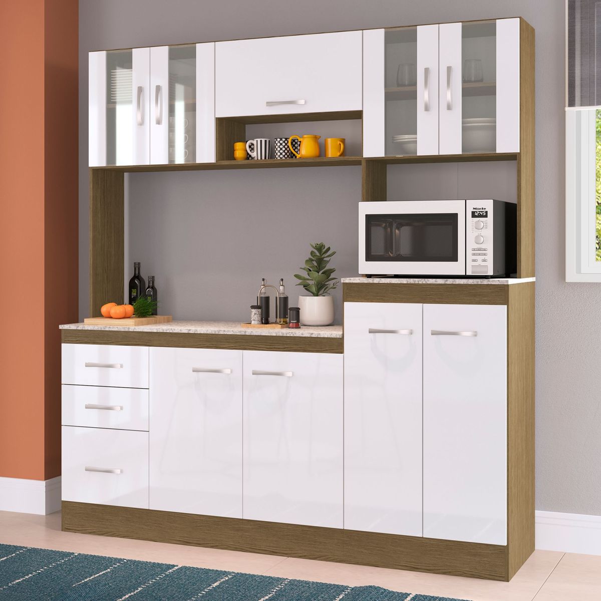 GENIALFLEX - Alacena Segovia 180cm Castaño/Blanco