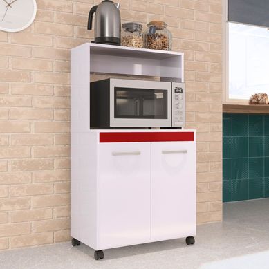 Mueble para Microondas 61.5cm Blanco/Rojo