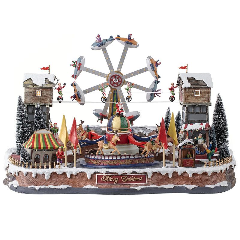 DEAR SANTA - Villa con Rueda Animada Navidad 68x46cm