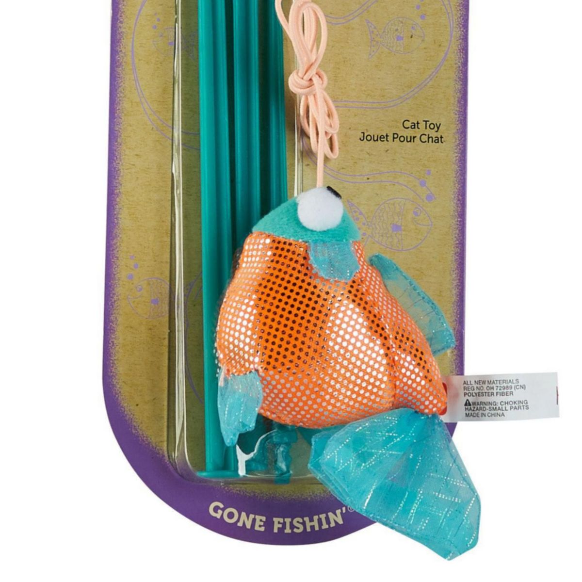 HARTZ - Juguete para Gato Pesca Poliéster Celeste 4x4x20cm