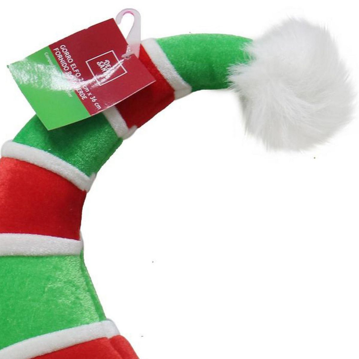 DEAR SANTA - Gorro Elfo Rojo/Verde Navidad 28x36cm