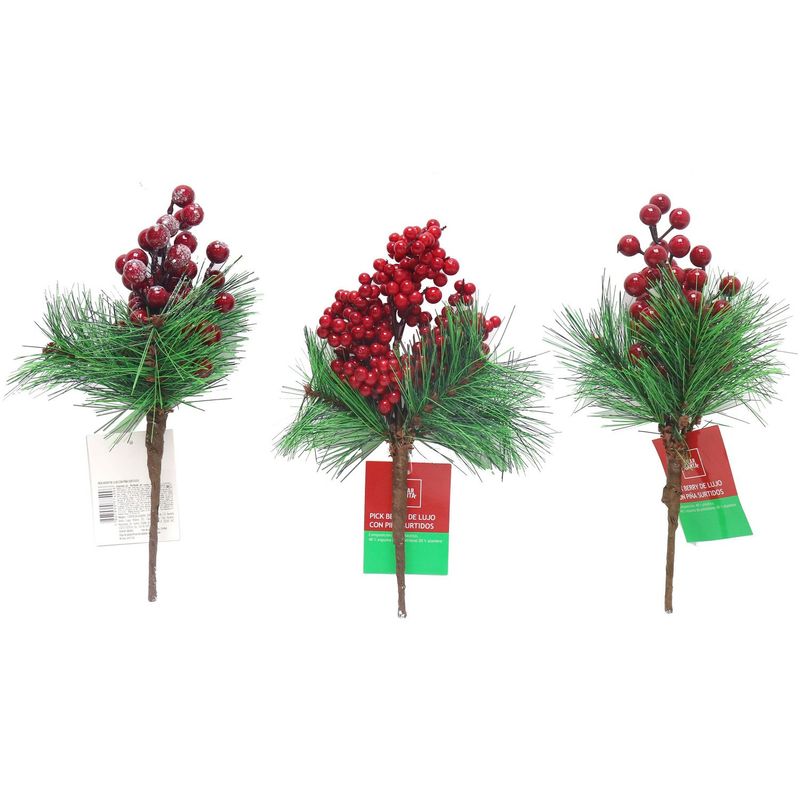 DEAR SANTA - Pick Flores Berries Navidad 30cm Surtido