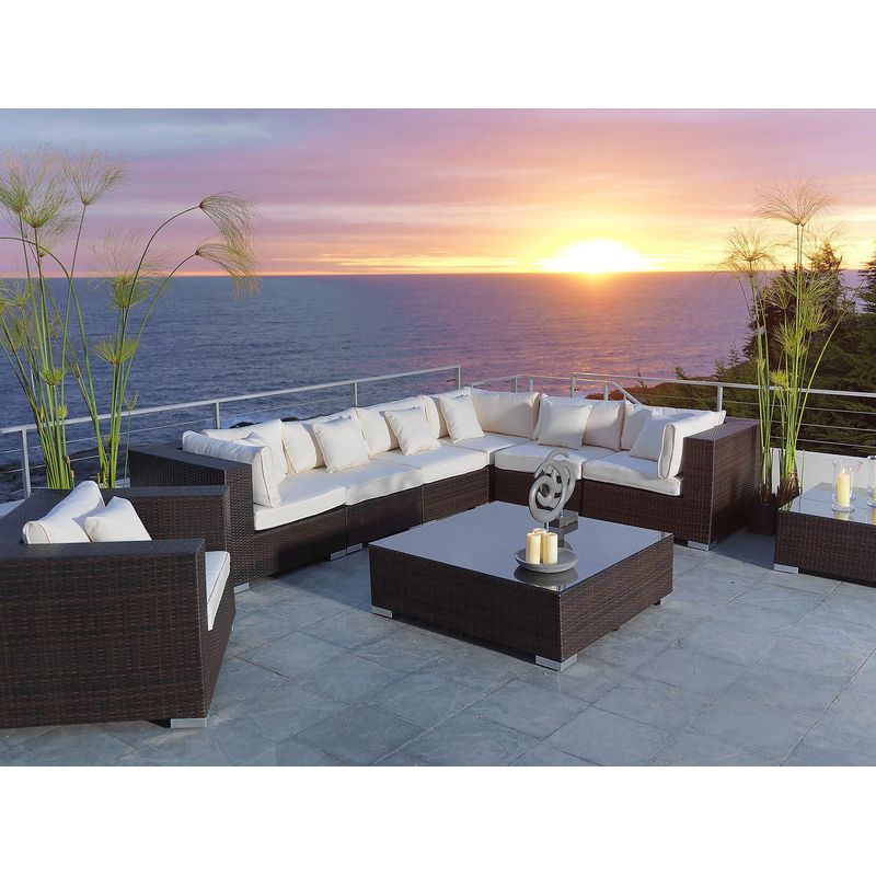 JUST HOME COLLECTION - Juego Living de terraza Atlanta 6 Personas Café
