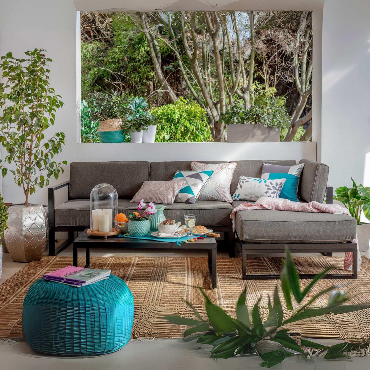 JUST HOME COLLECTION - Juego de Living de Terraza Seccional 4 Personas Toledo