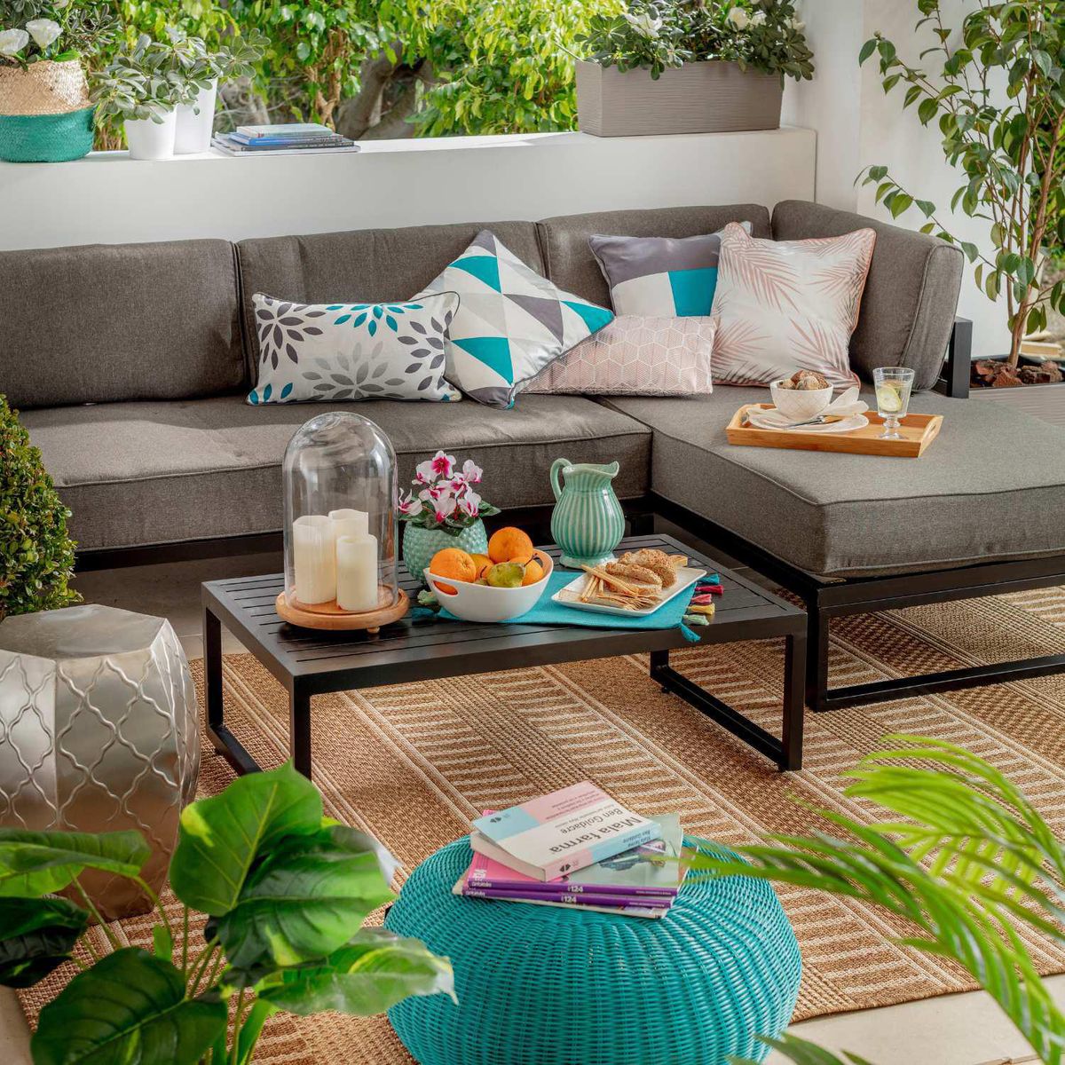 JUST HOME COLLECTION - Juego de Living de Terraza Seccional 4 Personas Toledo