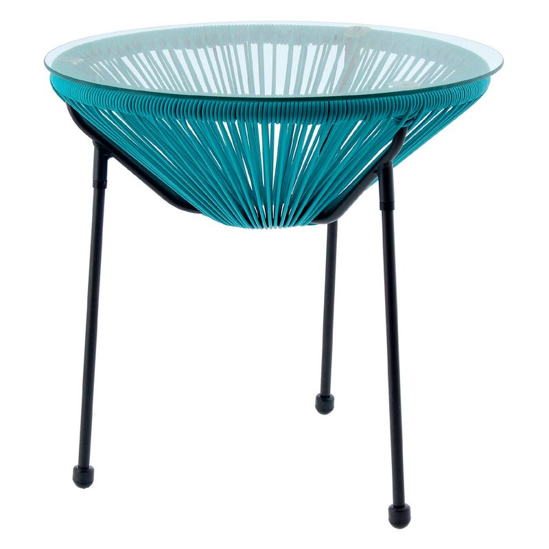 JUST HOME COLLECTION - Mesa Cozumel Ratán 50x50x50cm 1 Persona Turquesa
