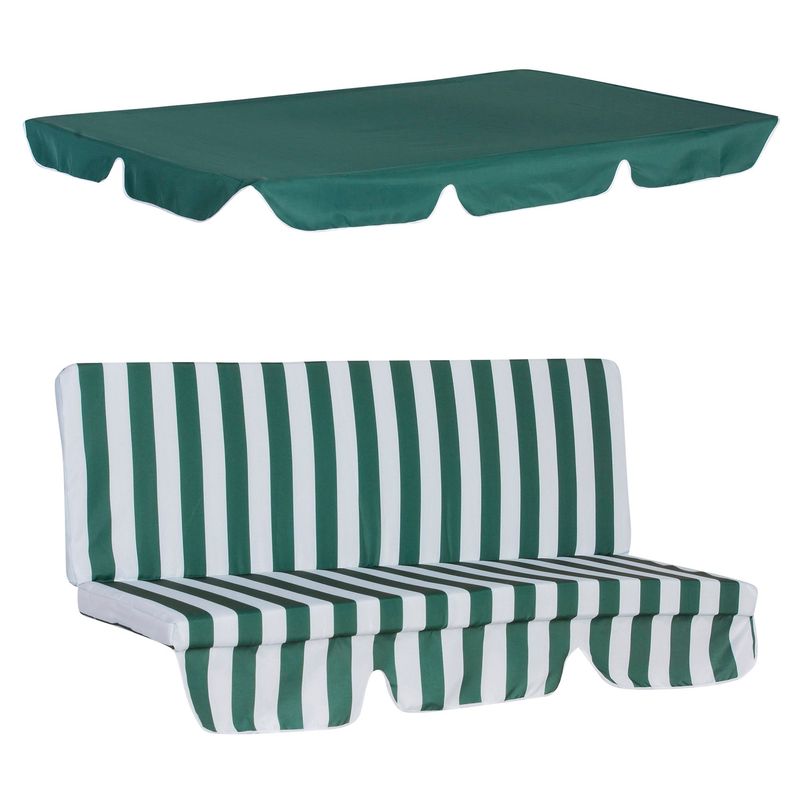 JUST HOME COLLECTION - Repuesto de Cojín + Toldo para Sillon Columpio 3 Personas Verde