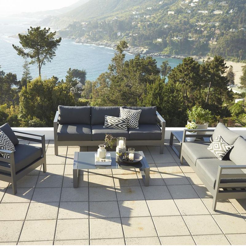 JUST HOME COLLECTION - Juego de Living de terraza Marsella 6 personas Grafito
