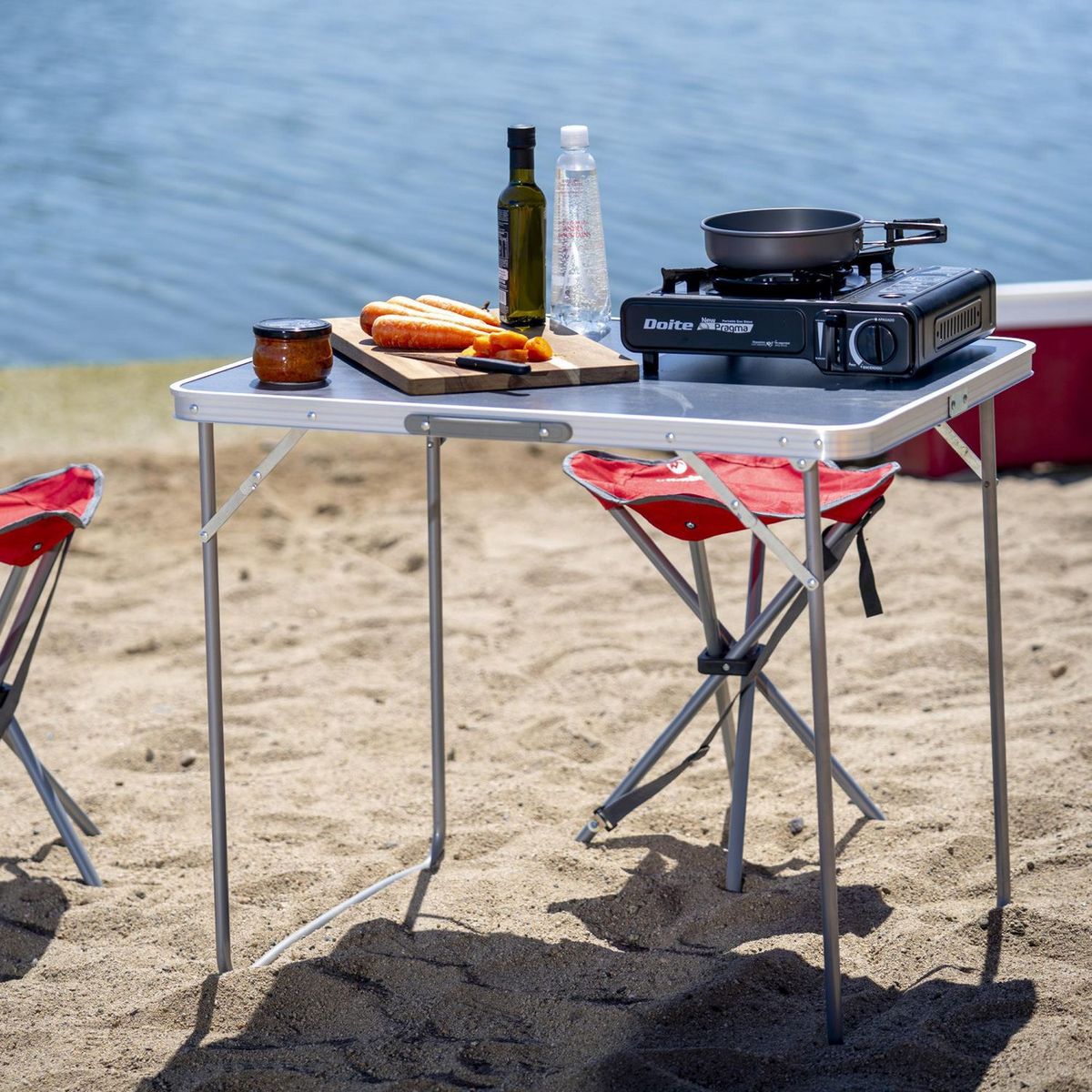 KLIMBER - Mesa Plegable Rectangular Blanca 80x60x70 Cm