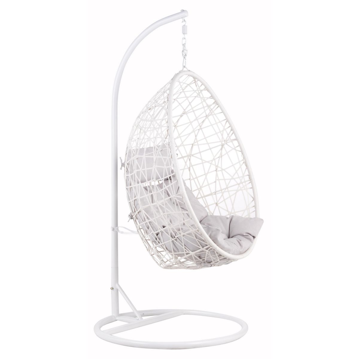 JUST HOME COLLECTION - Silla Colgante Ratán Blanca con Soporte