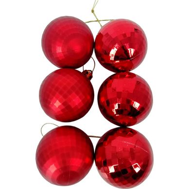 Set 12 Esferas Roja Diamante Navidad 6cm