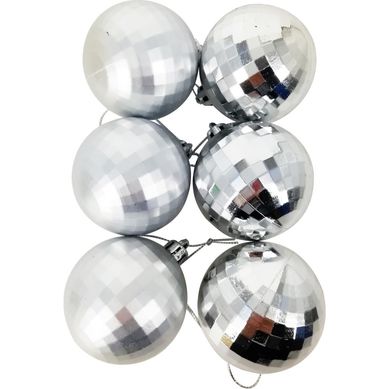Set 12 Esferas Diamante Plata Navidad 6cm