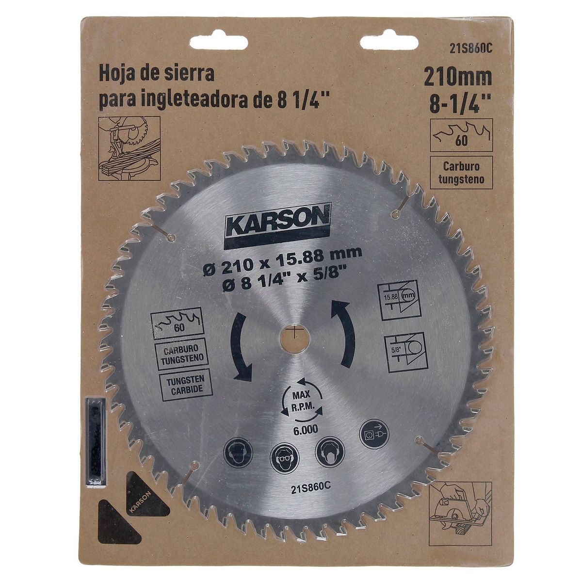 KARSON - Disco de Sierra Circular 8 1/4'' 60 Dientes