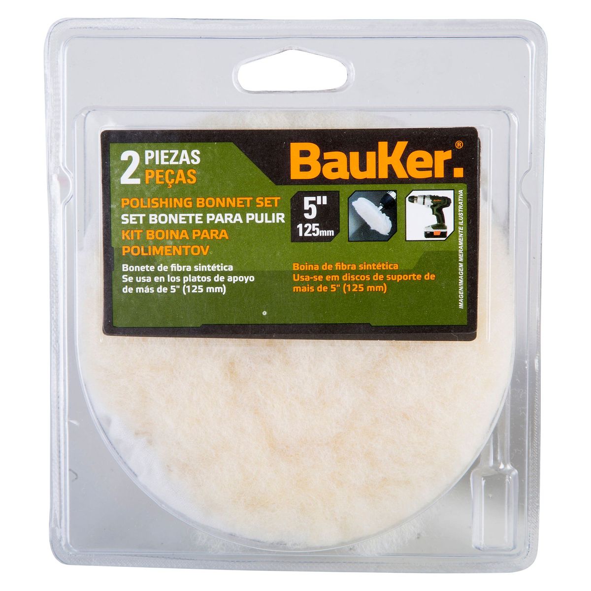 BAUKER - Set de Pulidores fibra sintética 5" Bauker