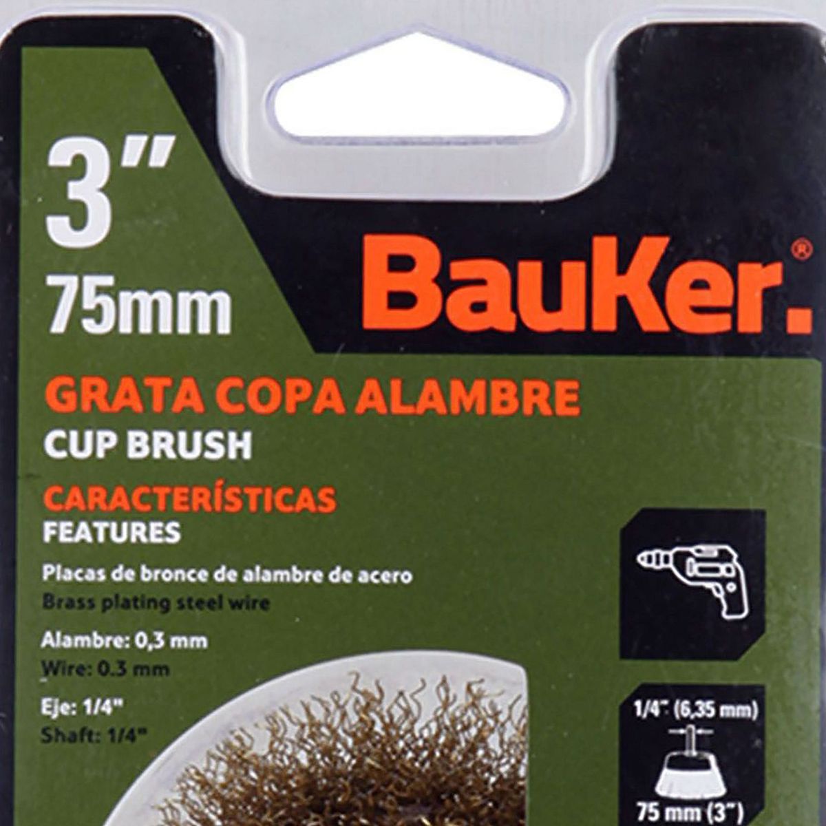 BAUKER - Grata 3pg copa alambre vastago