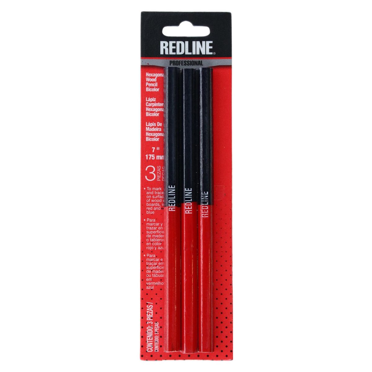 REDLINE - Set Lapices Cerpinteros Bicolor 3Pzs Redline