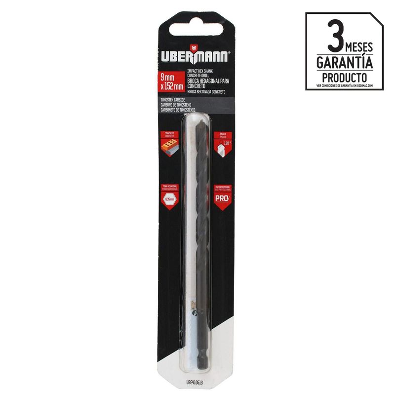 UBERMANN - Broca para Concreto V-Hex 9x102mm Ubermann