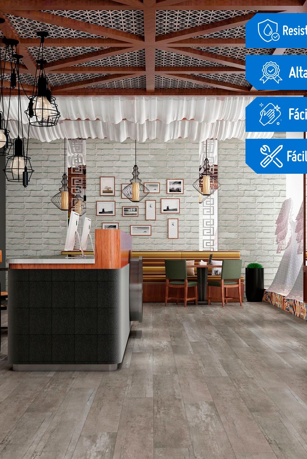 HOLZTEK - Piso SPC Wal Gris 4mm 124x18cm 2.2m2