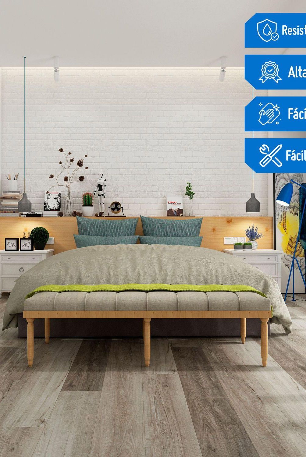 HOLZTEK - Piso SPC Oak Light Marrón 122x18cm 4mm 2.2m2