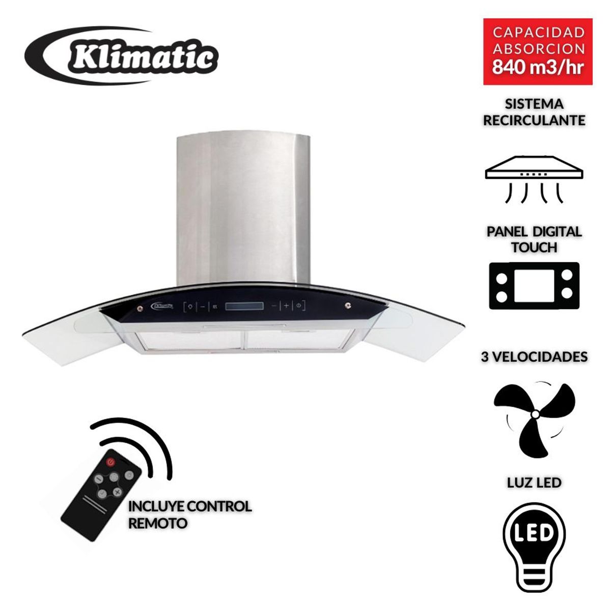 KLIMATIC - Tricombo Klimatic Cocina Empotrable 4 Hornillas Gia + Campana Decorativa 60cm Venezia IX + Horno a Gas 60 Lt Lubeck BC