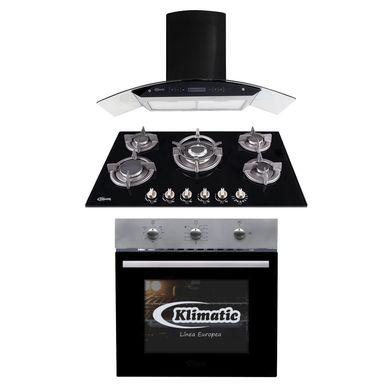 Tricombo Cocina Empotrable Gina X + Campana Decorativa Venezia Black + Horno a Gas Lubeck-BC 